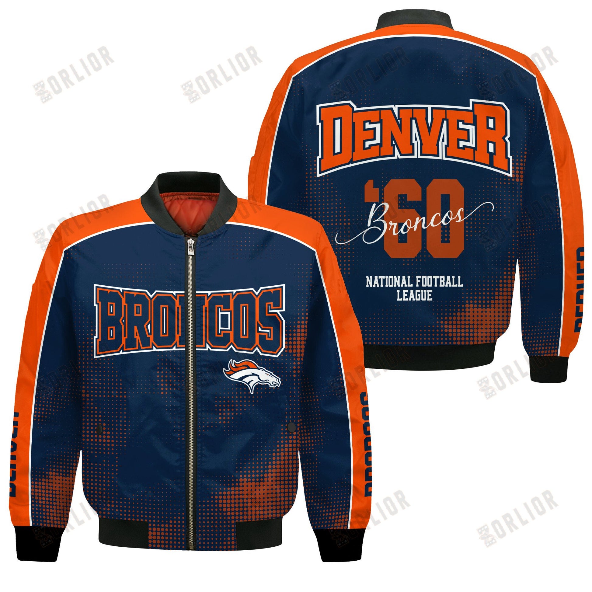 Denver Broncos Football Team 2024 - 25 Heart Beats In Unison Bomber Jacket