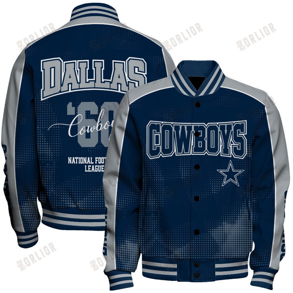 Dallas Cowboys Football Team 2024 - 25 Heart Beats In Unison Unisex Varsity Jacket
