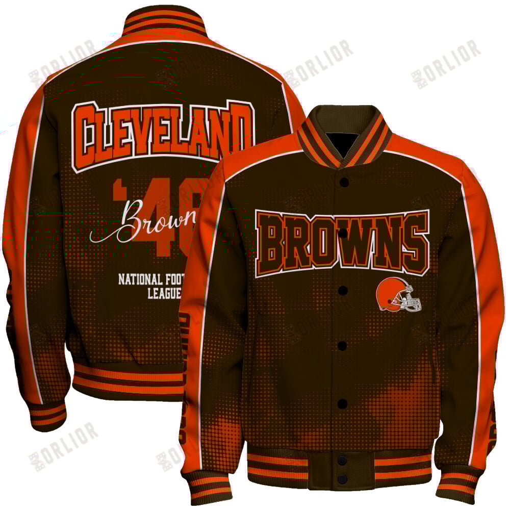 Cleveland Browns Football Team 2024 - 25 Heart Beats In Unison Unisex Varsity Jacket