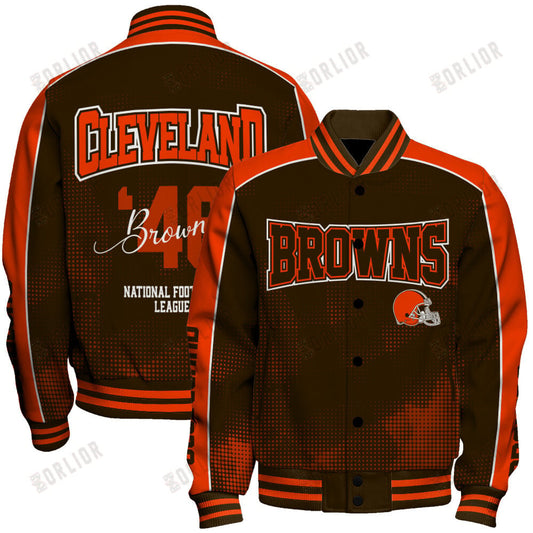 Cleveland Browns Football Team 2024 - 25 Heart Beats In Unison Unisex Varsity Jacket
