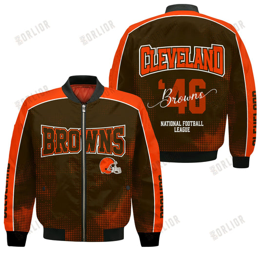 Cleveland Browns Football Team 2024 - 25 Heart Beats In Unison Bomber Jacket