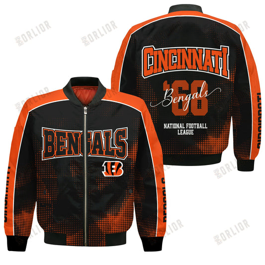 Cincinnati Bengals Football Team 2024 - 25 Heart Beats In Unison Bomber Jacket