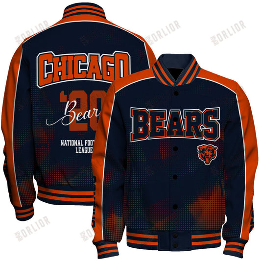 Chicago Bears Football Team 2024 - 25 Heart Beats In Unison Unisex Varsity Jacket