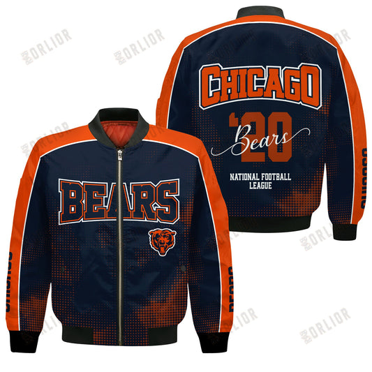 Chicago Bears Football Team 2024 - 25 Heart Beats In Unison Bomber Jacket