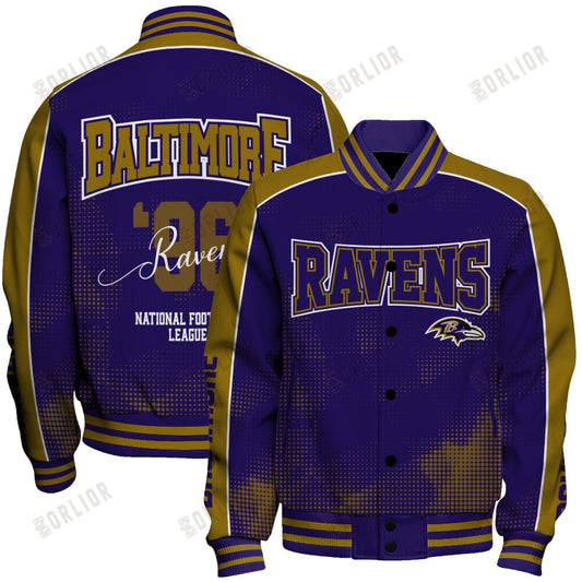 Baltimore Ravens Football Team 2024 - 25 Heart Beats In Unison Unisex Varsity Jacket