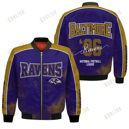 Baltimore Ravens Football Team 2024 - 25 Heart Beats In Unison Bomber Jacket