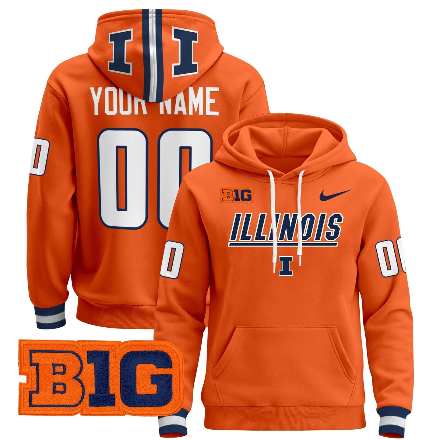 Illinois Fighting Illini 2024 Custom Pullover Hoodie V3