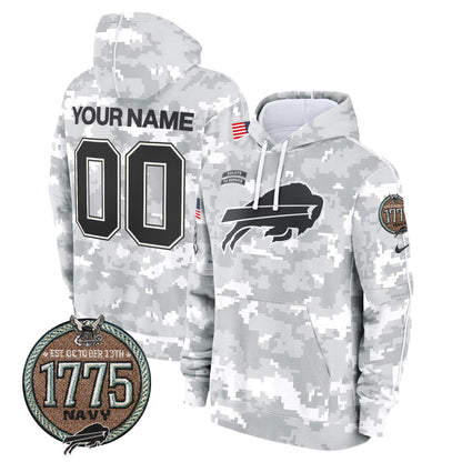 Buffalo Bills 2024 Salute to Service Establishment Year Patch Custom Fleece Pullover Hoodie