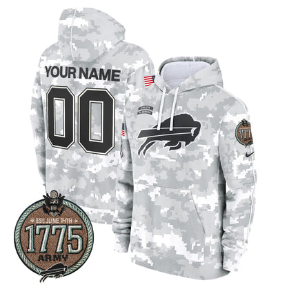 Buffalo Bills 2024 Salute to Service Establishment Year Patch Custom Fleece Pullover Hoodie