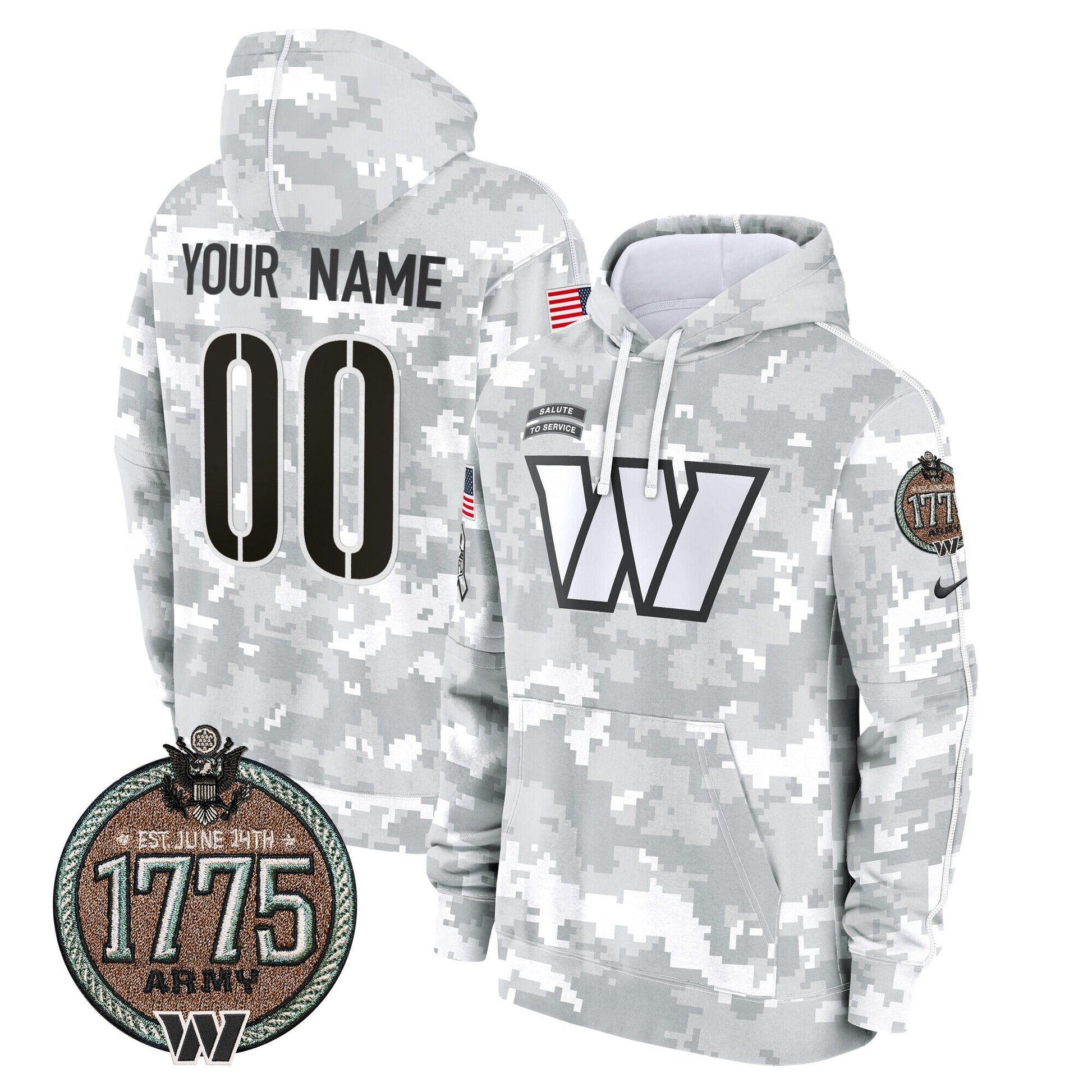 Commanders 2024 Salute to Service Establishment Year Patch Custom Fleece Pullover Hoodie