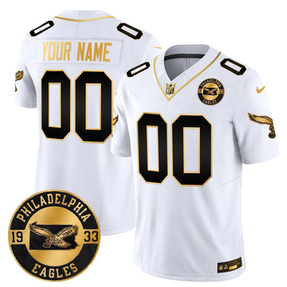 Philadelphia Eagles 2024 Throwback Gold Vapor Limited Custom Jersey - Est. 1933 Patch - All Stitched