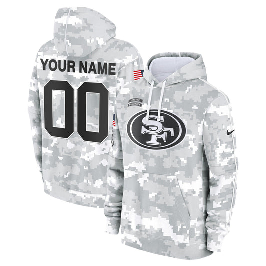 49ers 2024 Salute to Service Custom Fleece Pullover Hoodie - All Stitched