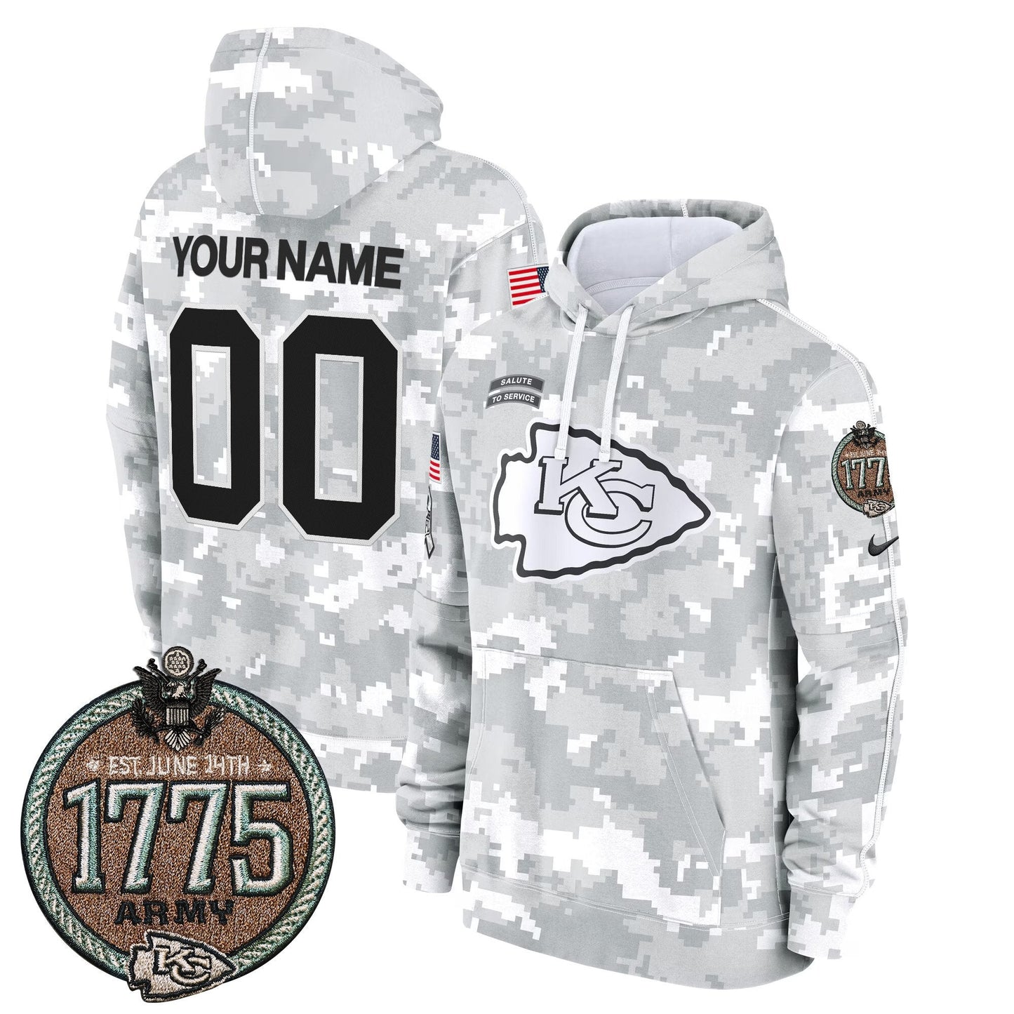 Chiefs 2024 Salute to Service Establishment Year Patch Custom Fleece Pullover Hoodie