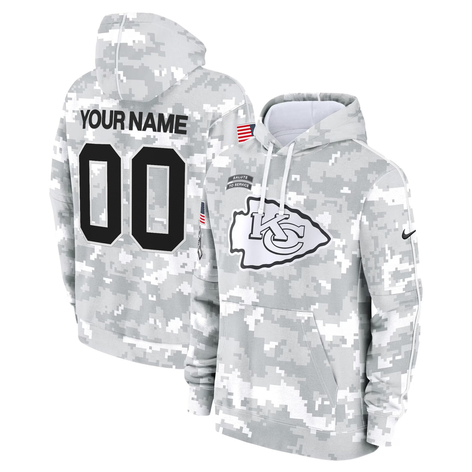 Kansas City Chiefs 2024 Salute to Service Custom Fleece Pullover Hoodie