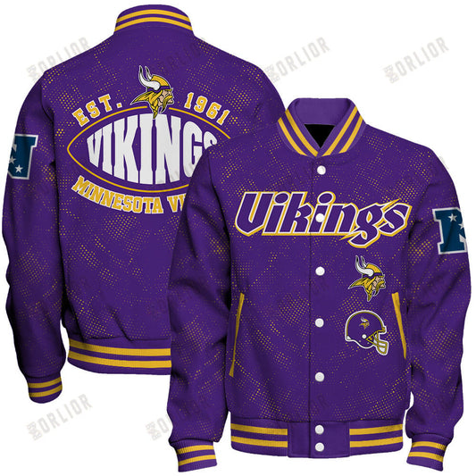 Minnesota Vikings Football Team 2024 - 25 Continue Writing The Dream Unisex Varsity Jacket