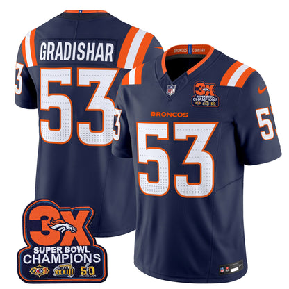 Denver Broncos 3-Time Champions Patch Vapor Limited Jersey V2 - All Stitched