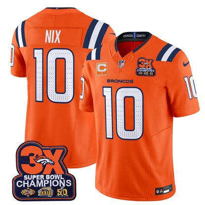 Denver Broncos 3-Time Champions Patch Vapor Limited Jersey V2 - All Stitched