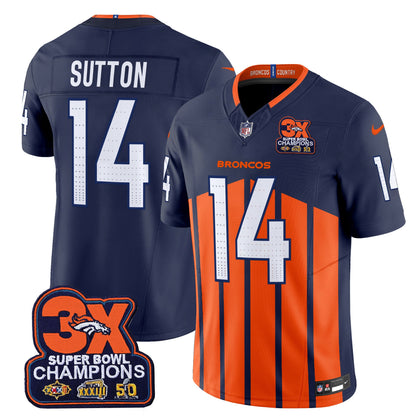 Denver Broncos 3-Time Champions Patch Vapor Limited Jersey V2 - All Stitched