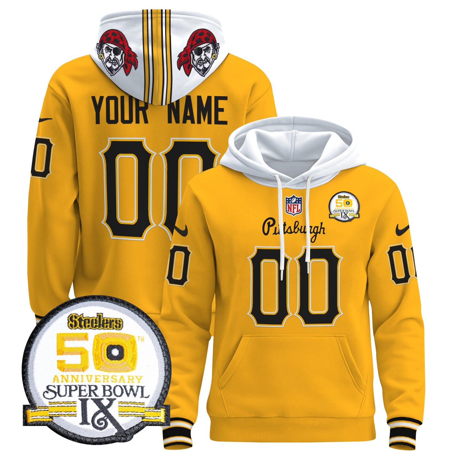 Pittsburgh Steelers 2024 Custom Pullover Hoodie V3 - All Stitched