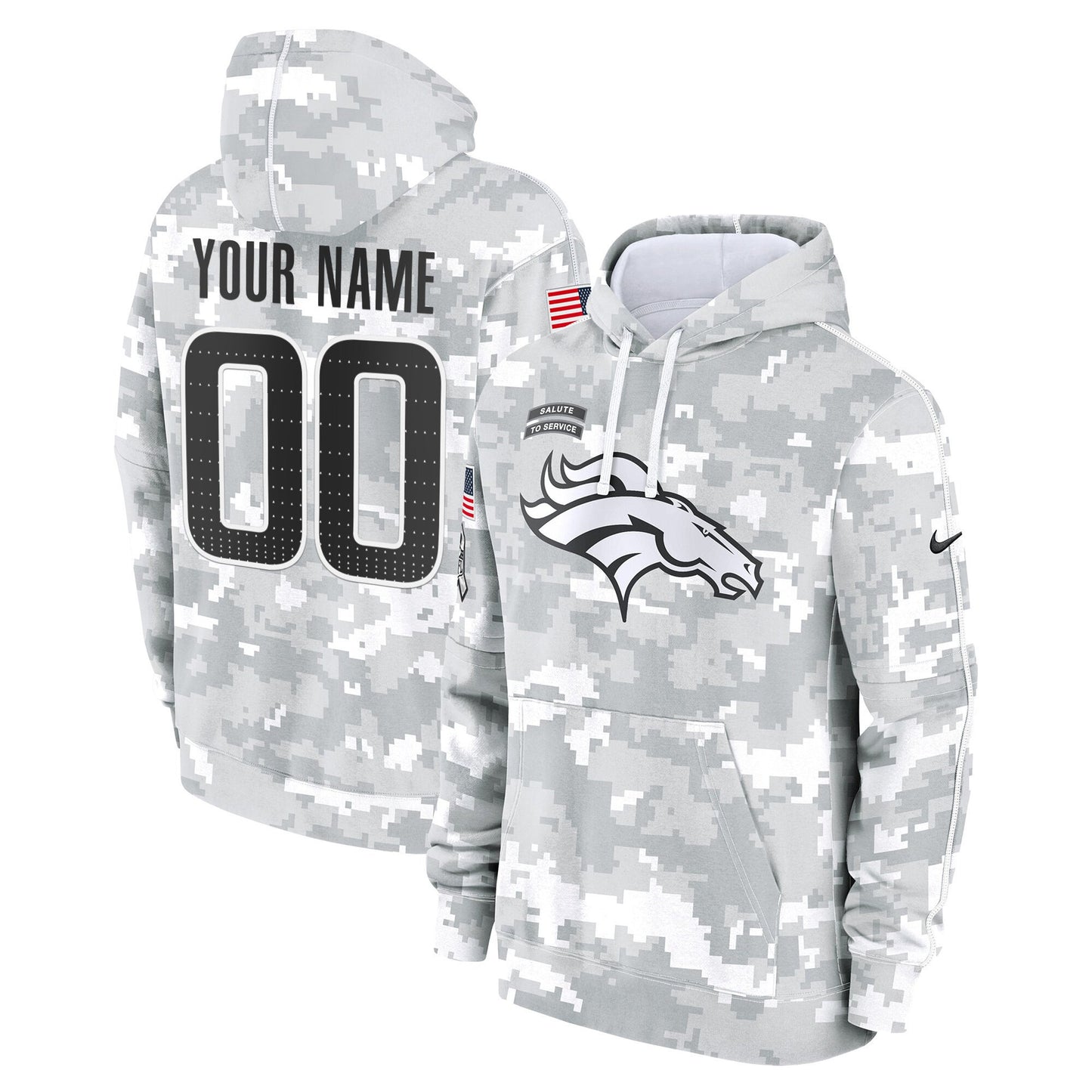 Denver Broncos 2024 Salute to Service Custom Fleece Pullover Hoodie - All Stitched