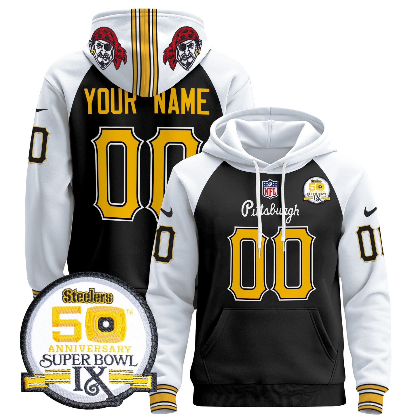 Pittsburgh Steelers 2024 Custom Pullover Hoodie V3 - All Stitched