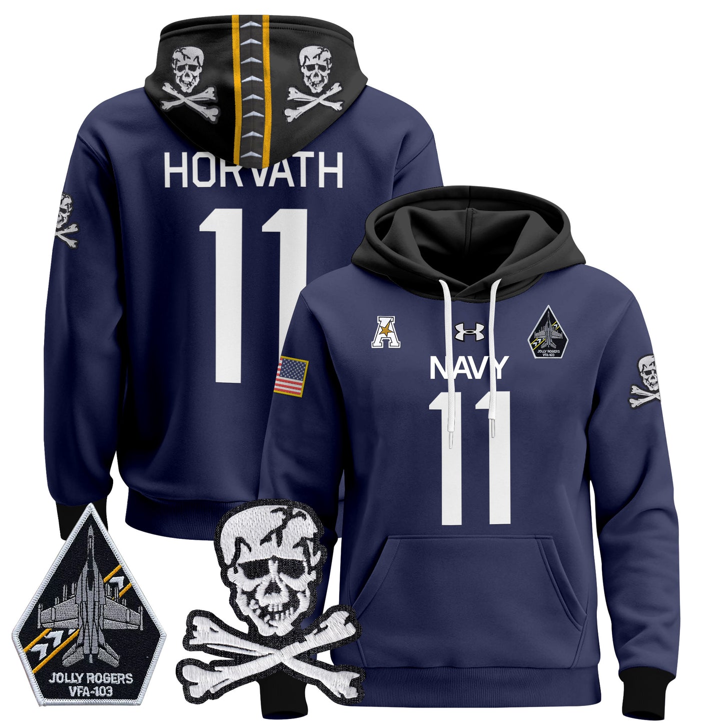 Navy Midshipmen 2024 Pullover Hoodie V2 - Stitched