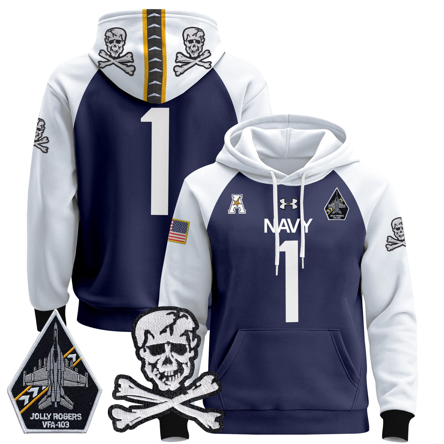 Navy Midshipmen 2024 Pullover Hoodie V2 - Stitched