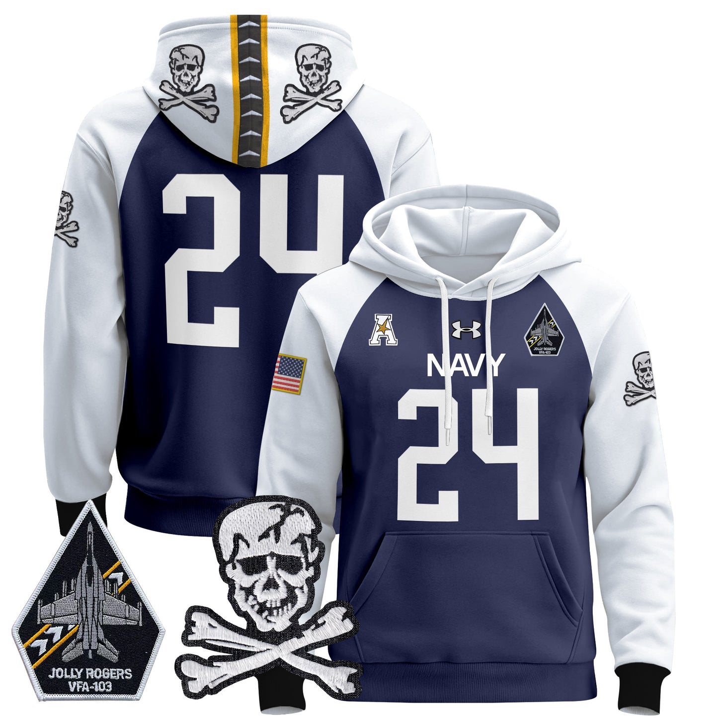 Navy Midshipmen 2024 Pullover Hoodie V2 - Stitched