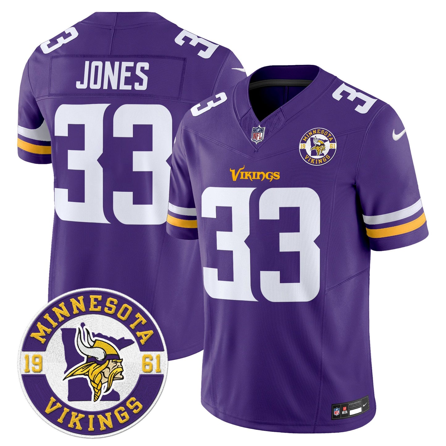 Minnesota Vikings 2024 Vapor Limited Jersey V2 - Est. 1961 Patch - All Stitched