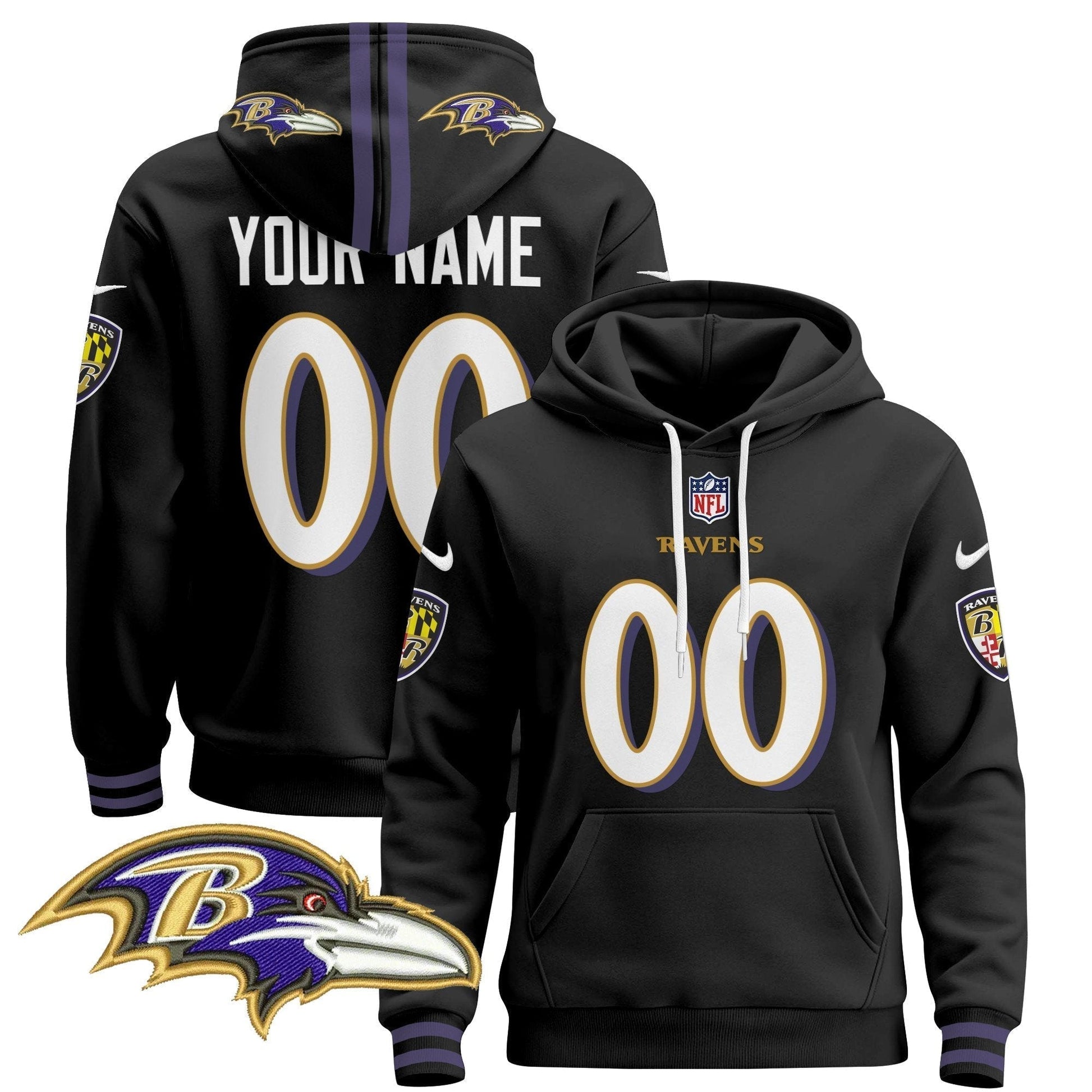 Baltimore Ravens 2024 Custom Pullover Hoodie V4
