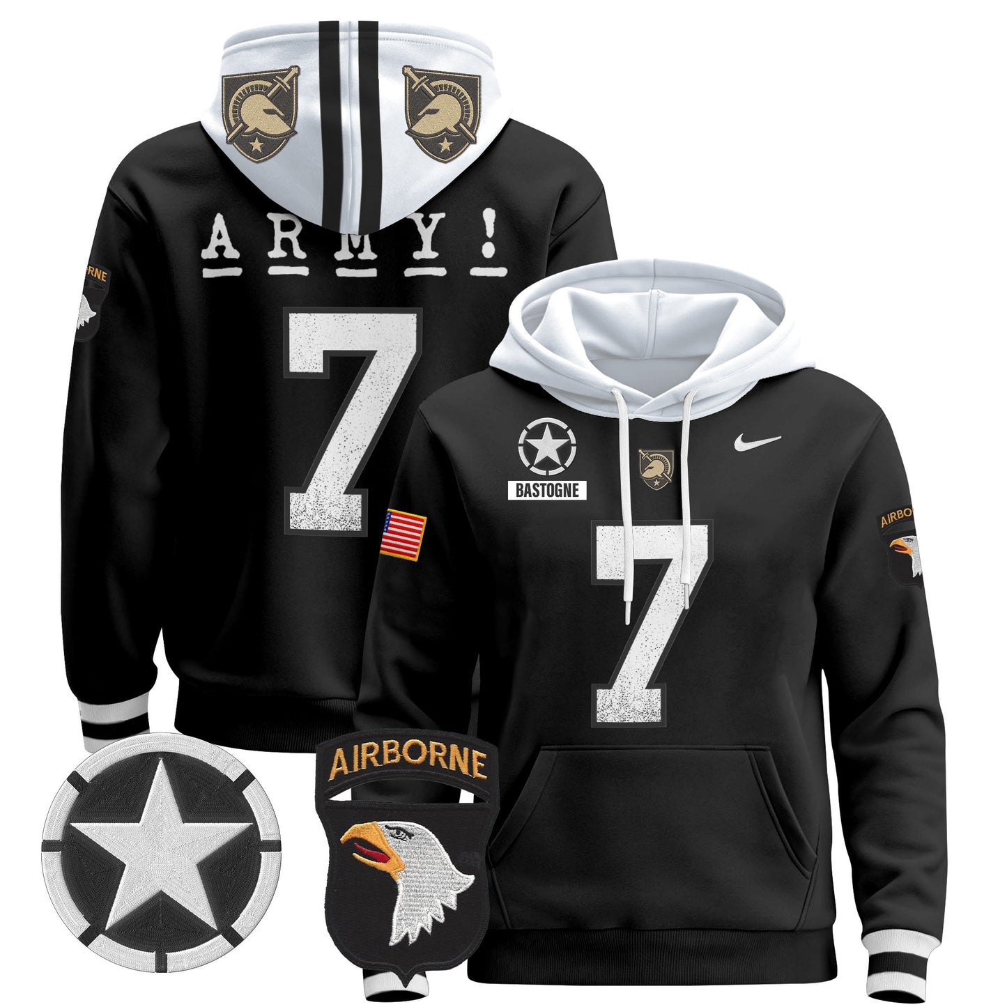 Army Black Knights 2024 Pullover Hoodie V2 - Stitched