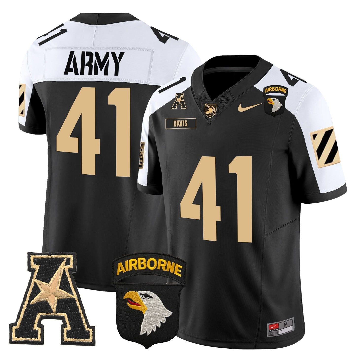 Army Black Knights 101st Airborne Division Patch 2024 Vapor Limited Jersey V3 - All Stitched