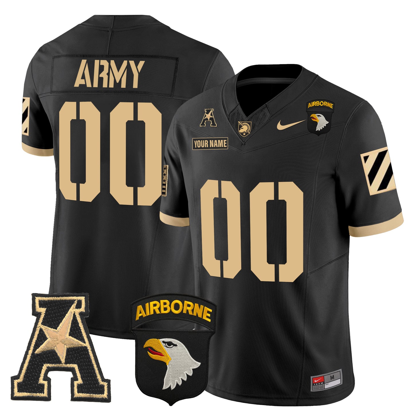 Army Black Knights 101st Airborne Division Patch 2024 Vapor Limited Custom Jersey V3 - All Stitched