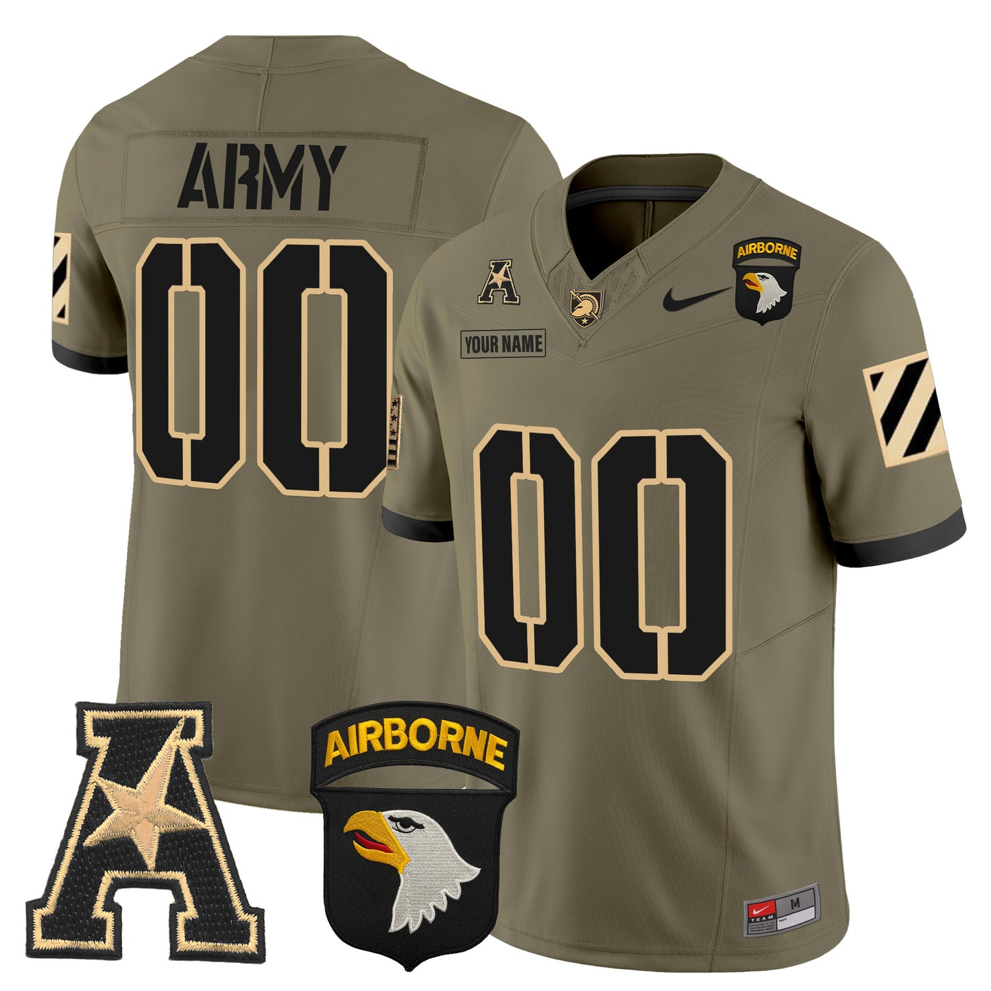 Army Black Knights 101st Airborne Division Patch 2024 Vapor Limited Custom Jersey V3 - All Stitched