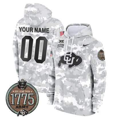 Buffaloes 2024 Salute to Service Establishment Year Patch Custom Fleece Pullover Hoodie - All Stitched