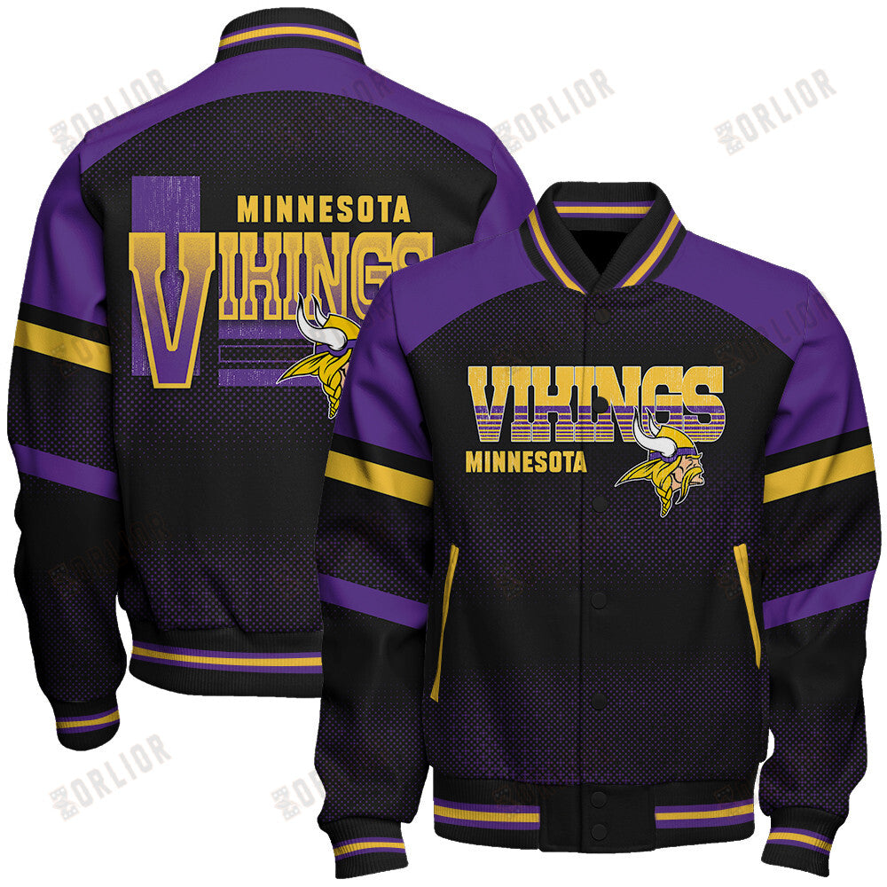 Minnesota Vikings Football Team 2024 - 25 Fearless Warrior Unisex Varsity Jacket