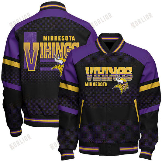 Minnesota Vikings Football Team 2024 - 25 Fearless Warrior Unisex Varsity Jacket