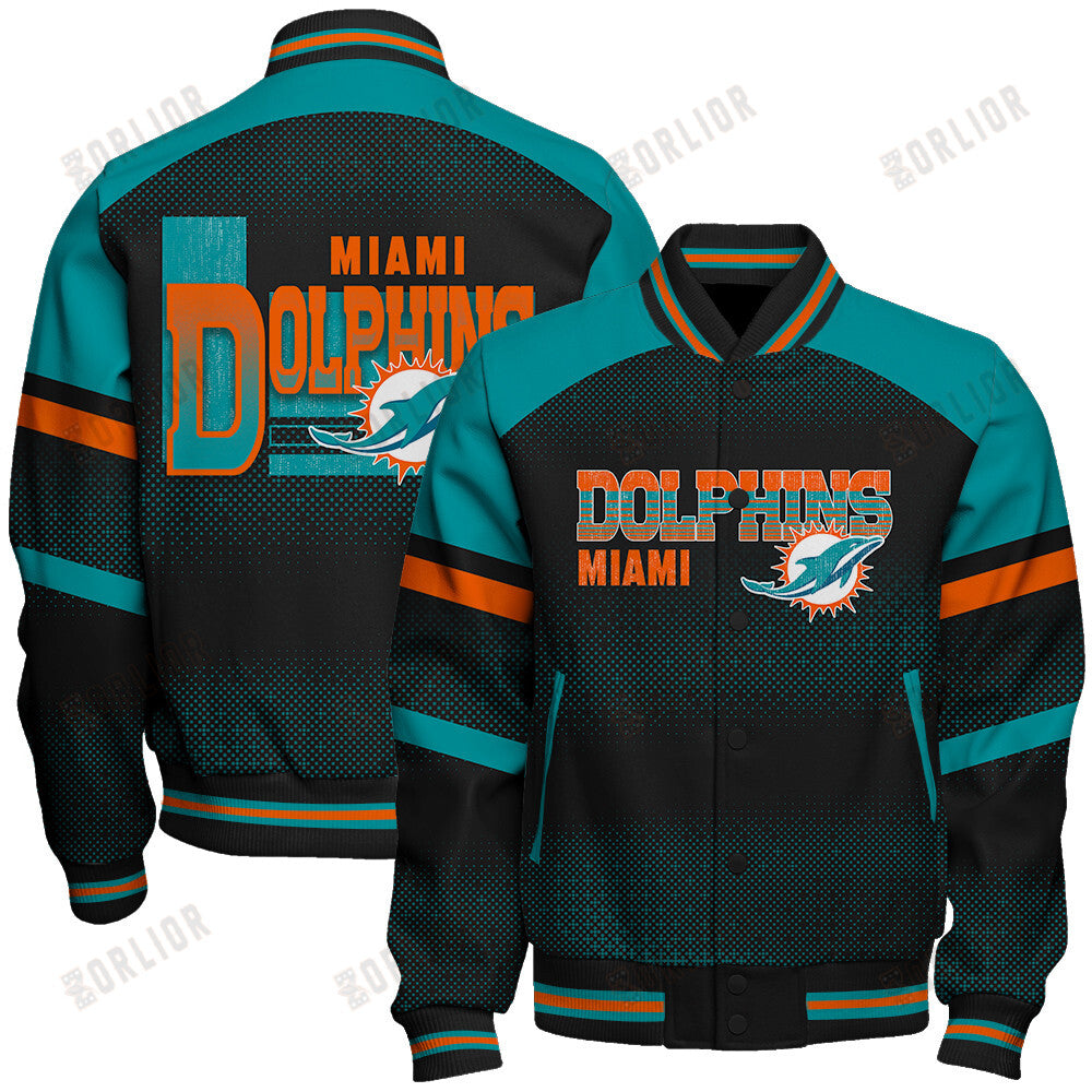 Miami Dolphins Football Team 2024 - 25 Fearless Warrior Unisex Varsity Jacket