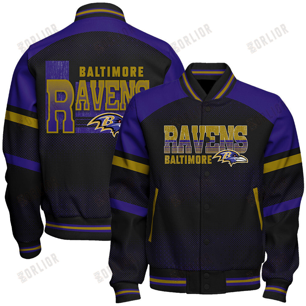 Baltimore Ravens Football Team 2024 - 25 Fearless Warrior Unisex Varsity Jacket