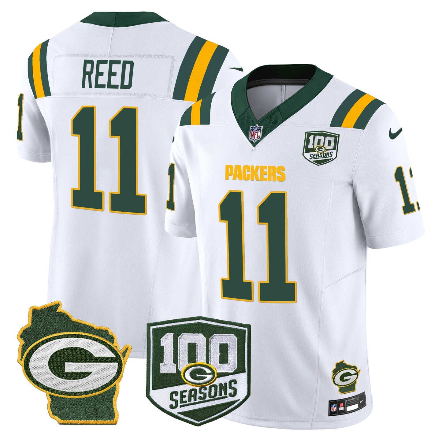 Packers 100th Season & Home Patch Vapor Limited Jersey - All Stitched