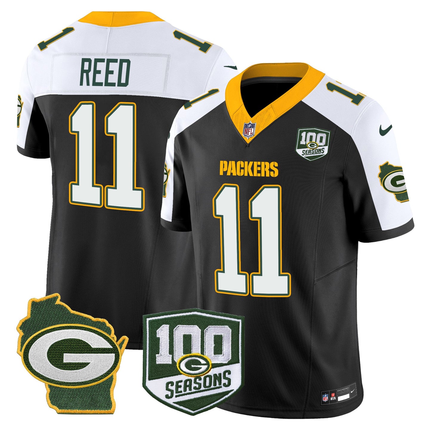 Packers 100th Season & Home Patch Vapor Limited Jersey - All Stitched