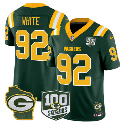 Packers 100th Season & Home Patch Vapor Limited Jersey - All Stitched