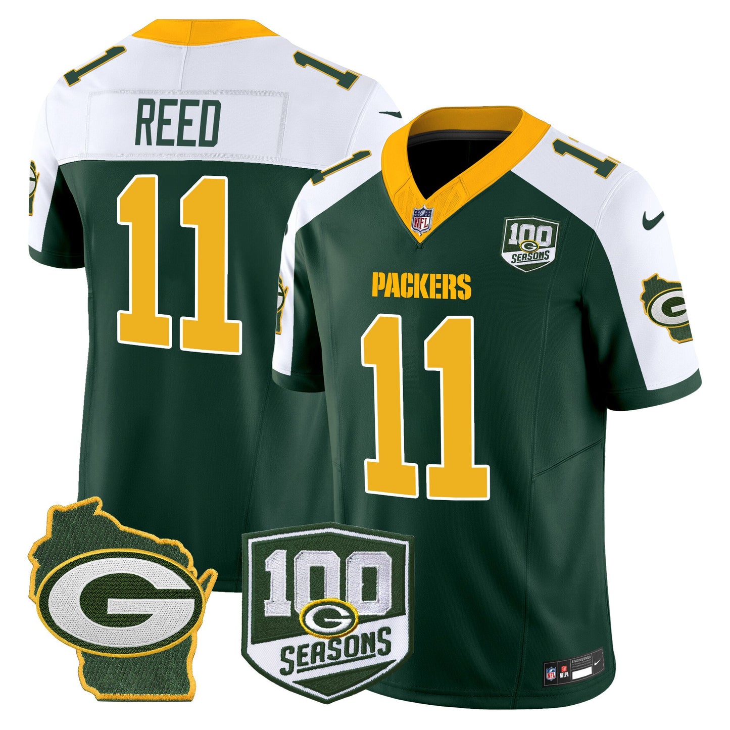 Packers 100th Season & Home Patch Vapor Limited Jersey - All Stitched