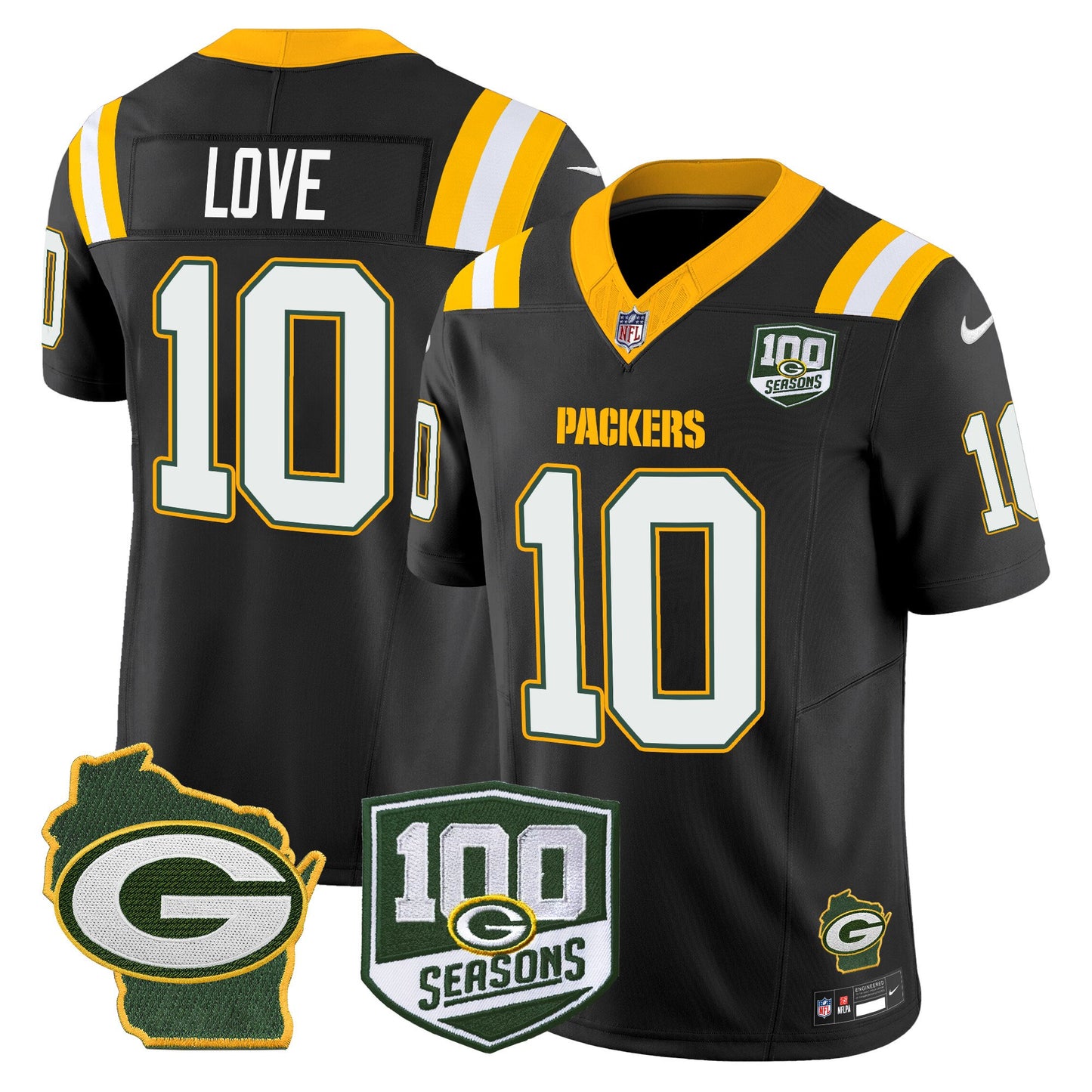 Packers 100th Season & Home Patch Vapor Limited Jersey - All Stitched