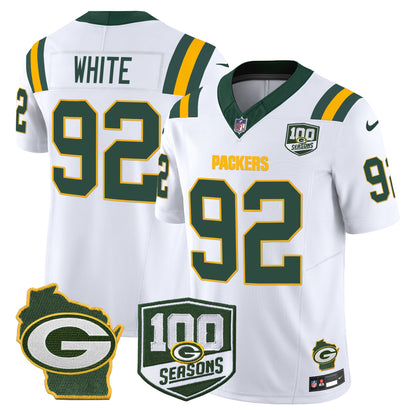 Packers 100th Season & Home Patch Vapor Limited Jersey - All Stitched