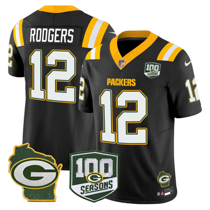 Packers 100th Season & Home Patch Vapor Limited Jersey - All Stitched