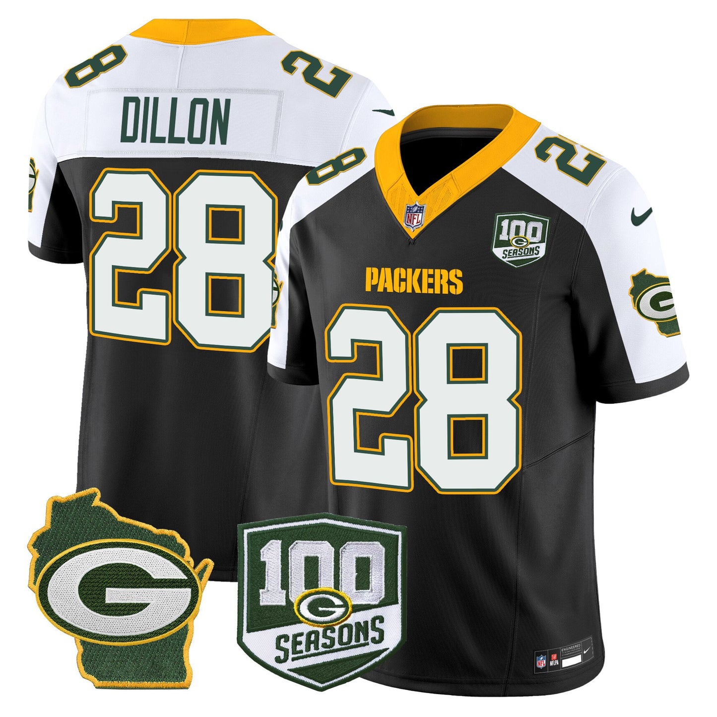 Packers 100th Season & Home Patch Vapor Limited Jersey - All Stitched