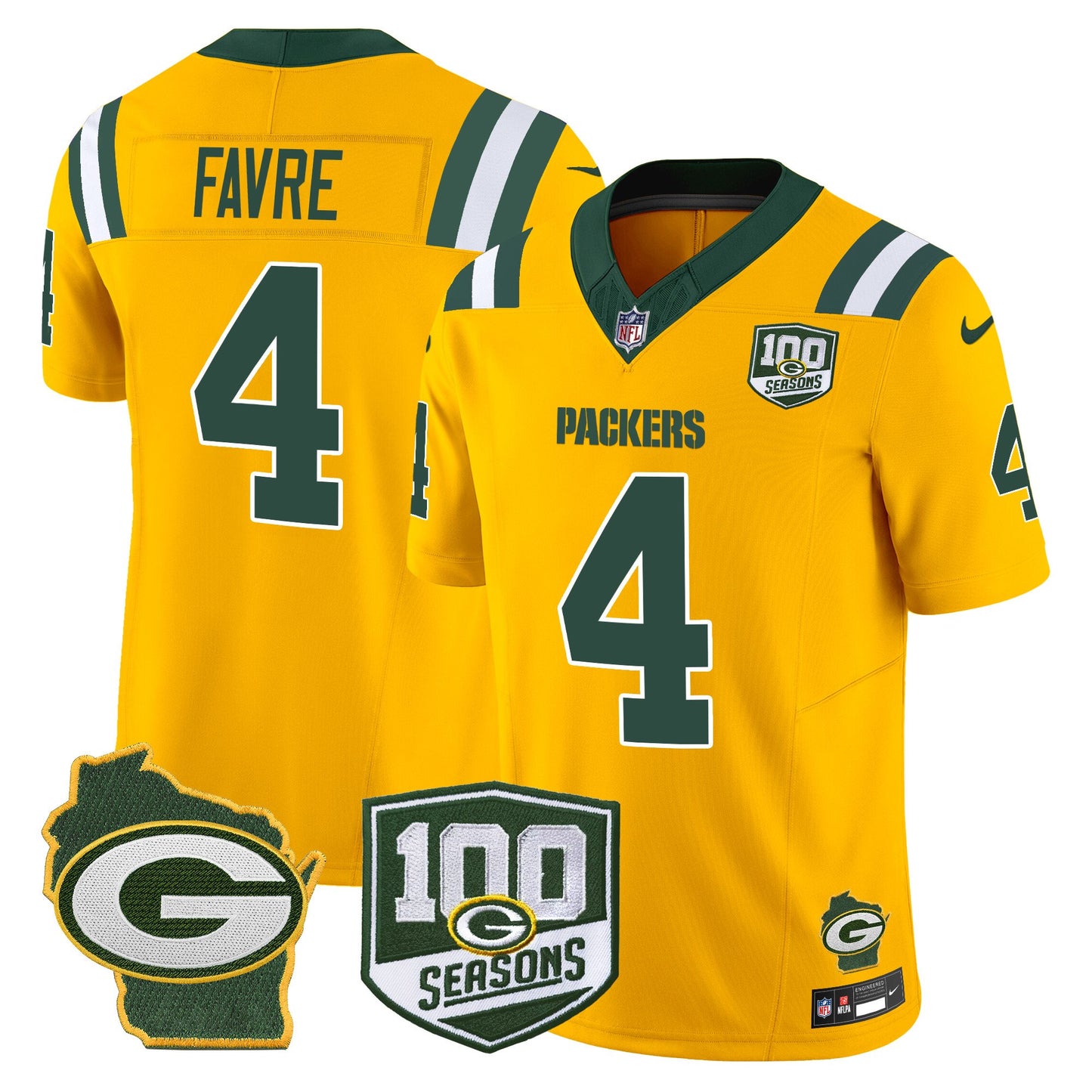 Packers 100th Season & Home Patch Vapor Limited Jersey - All Stitched