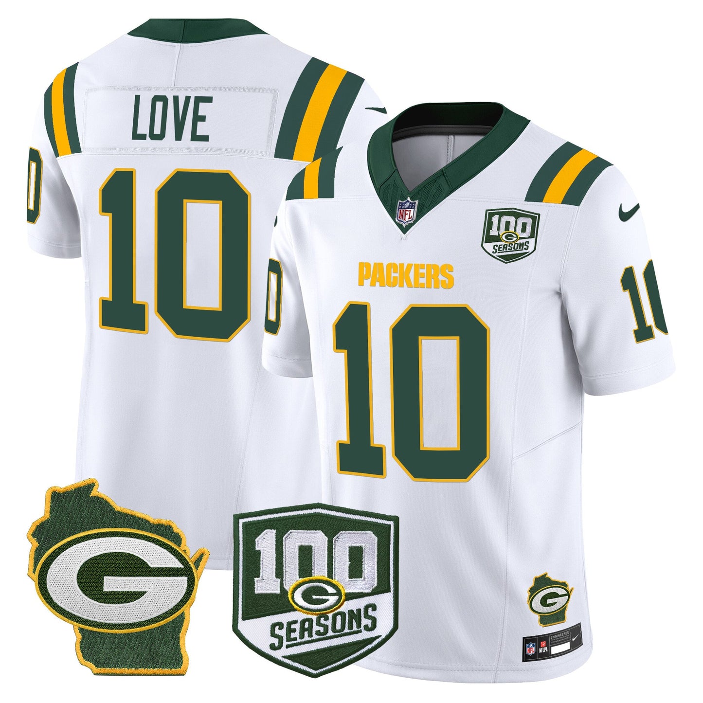 Packers 100th Season & Home Patch Vapor Limited Jersey - All Stitched