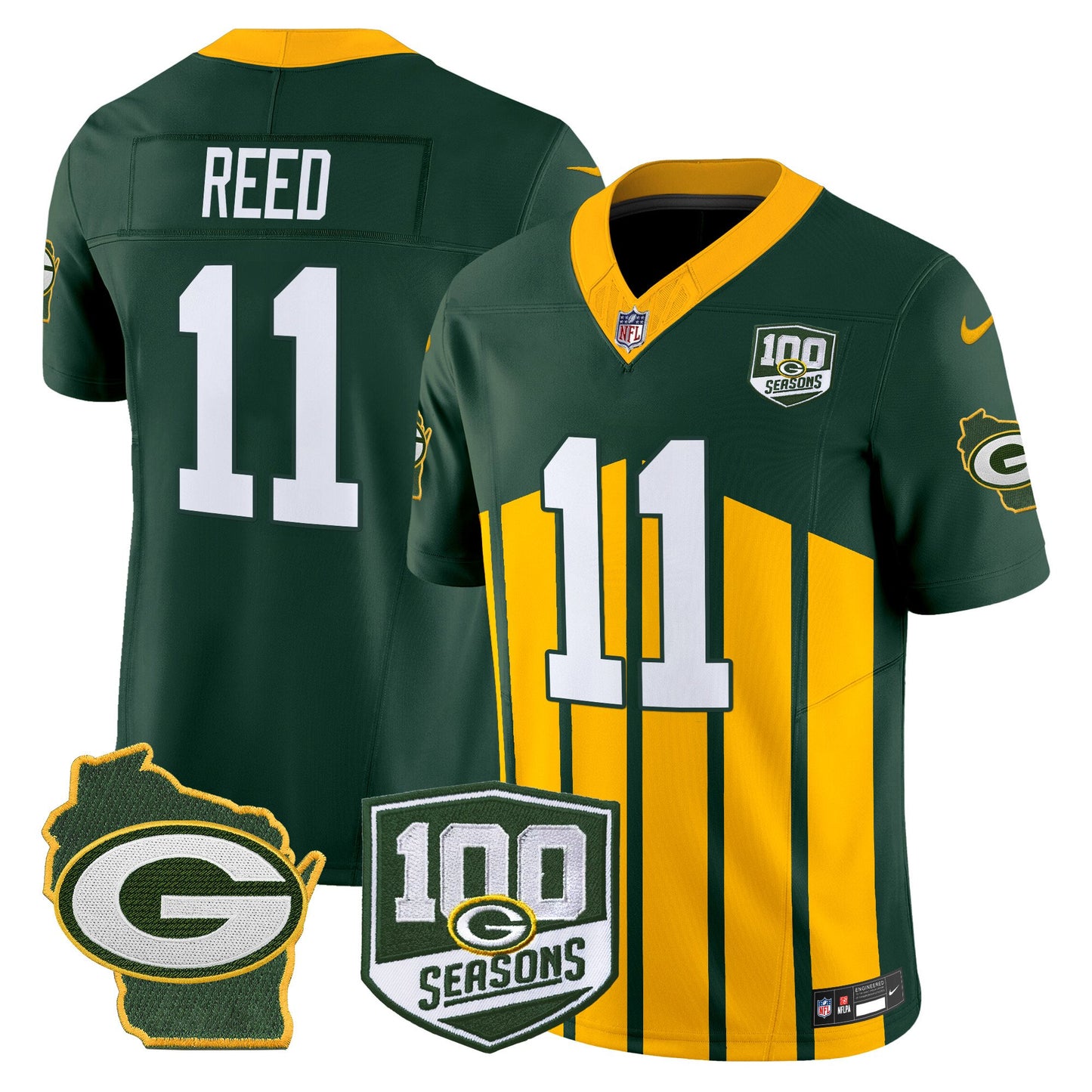 Packers 100th Season & Home Patch Vapor Limited Jersey - All Stitched